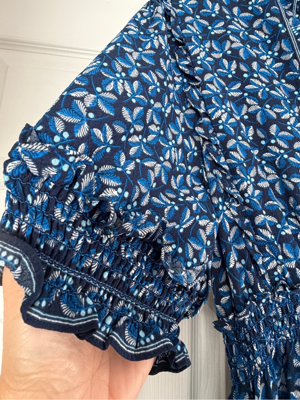 Max Studio Blue Floral Ruffle V-Neck Maxi Dress - Picture 5 of 8